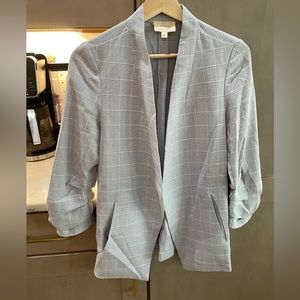 Grey blazer with white stripes